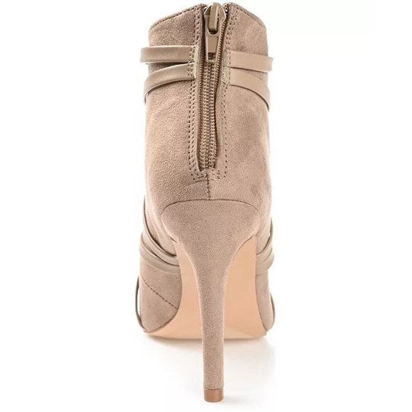 Journee Collection Samara Peep Toe Stiletto Heel Sandals Bootie 10 M Taupe Khaki - Picture 4 of 15